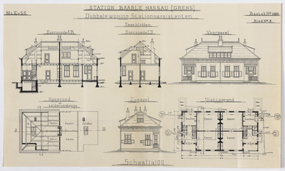 858543 Doorsneden, opstanden en plattegronden van de woningen van de stationsassistenten van het S.S.-station ...